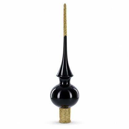 Glossy Black Glass Christmas Tree Topper 11 Inches