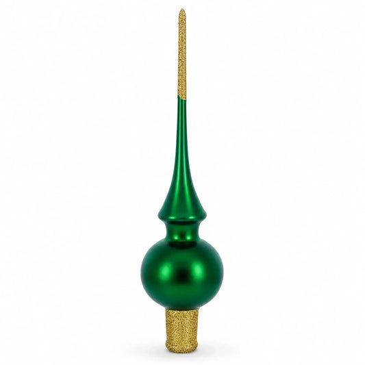 Solid Green with Sparkling Top Glass Christmas Tree Topper 11 Inches BestPysanky Default Title Default Title-