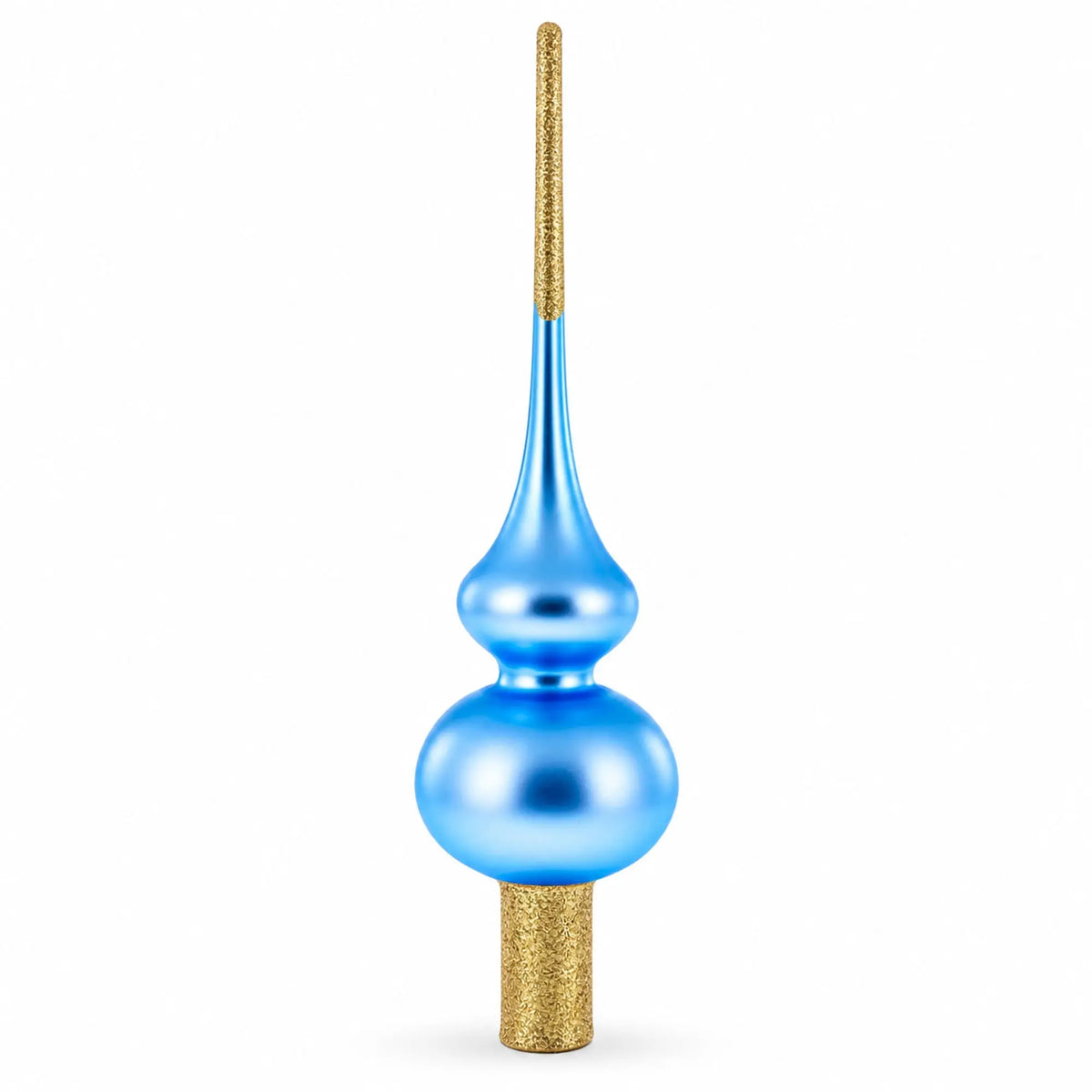 Blue with Sparkling Top Glass Christmas Tree Topper 11 Inches