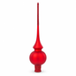 Translucent red glass Christmas tree topper with teardrop body and pointed finial