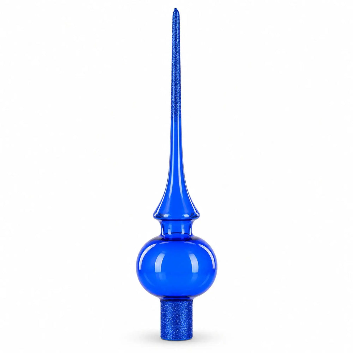 Translucent Blue Glass Christmas Tree Topper 11 Inches