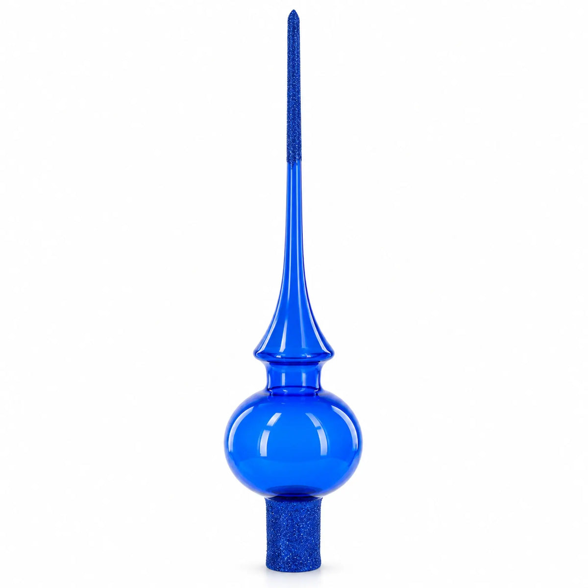 Translucent Blue Glass Christmas Tree Topper 11 Inches