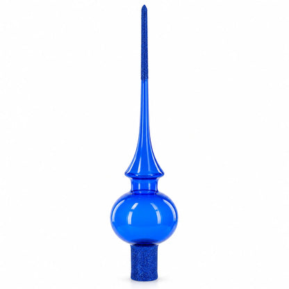 Translucent Blue Glass Christmas Tree Topper 11 Inches