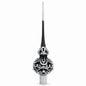 Black & White Scroll Pear Glass Christmas Tree Topper 11 Inches