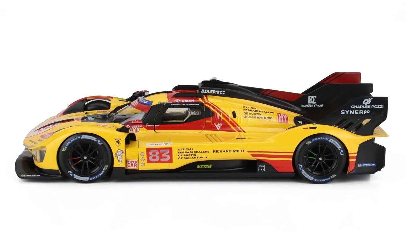 Bburago Ferrari 499P 3.0L Turbo V6 #3 Team Ferrari AF Corse Winner 2024 24hr Le Mans - Yellow 1:18 Cartsfy Inc.