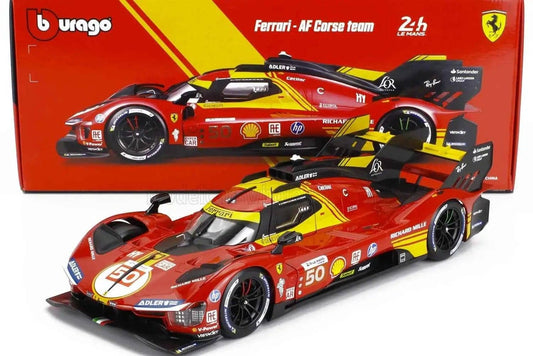 Bburago Ferrari 499P 3.0L Turbo V6 No 50 Team Ferrari AF Corse 2024 24hr Le Mans Winner 1:18 STM Diecast Default Title Default Title-