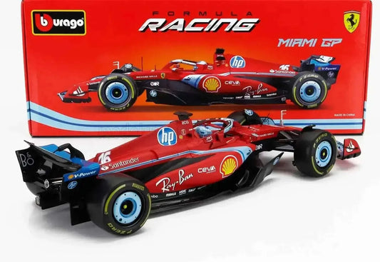 Bburago Ferrari F1 SF-24 Team Scuderia No 16 3rd Miami GP (LeClerc) 2024 Red 1:18 Cartsfy Inc.