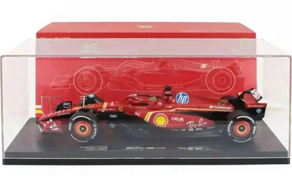 Bburago Ferrari F1 SF-24 Team Scuderia No 16 Winner Italy Monza GP (LeClerc) 2024 Red 1:18 WITH DISPLAY Cartsfy Inc.