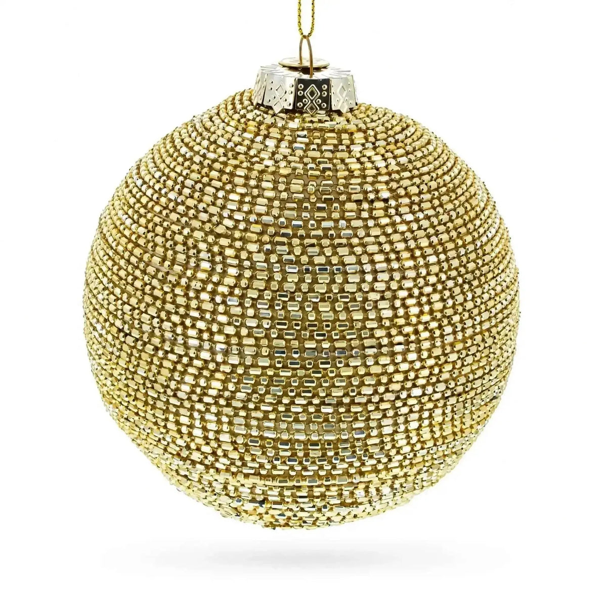 Beaded Gold Glass Ball -Glass Christmas Ornament Cartsfy Inc.