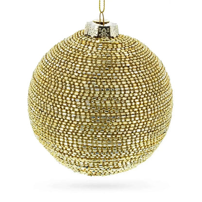 Beaded Gold Glass Ball -Glass Christmas Ornament Cartsfy Inc.