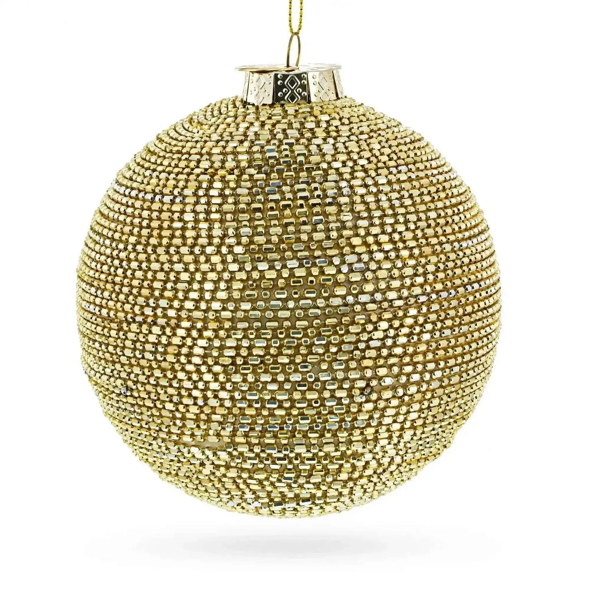 Beaded Gold Glass Ball -Glass Christmas Ornament Cartsfy Inc.