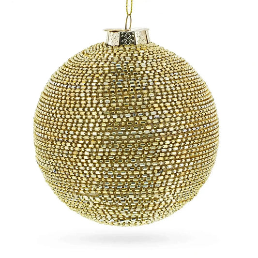 Beaded Gold Glass Ball -Glass Christmas Ornament Cartsfy Inc.