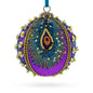 Beaded Purple Peacock Feather Glass Ball Christmas Ornament Cartsfy Inc.