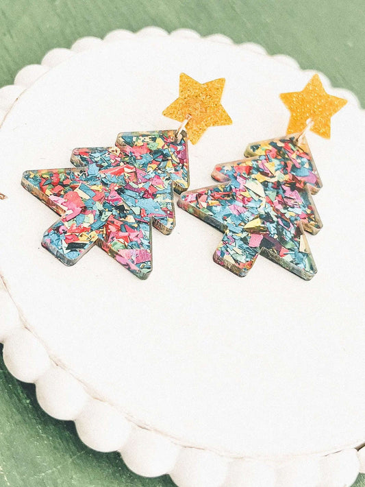Beautiful Acrylic Christmas Tree Earrings Rooted Home Goods Default Title Default Title-