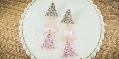 Beautiful Pink Glimmer Christmas Tree Earrings Cartsfy Inc.