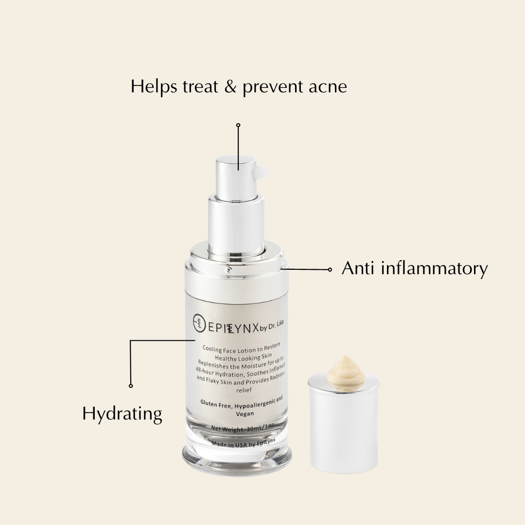 Face moisturizer bottle with pump and small white refill jar
