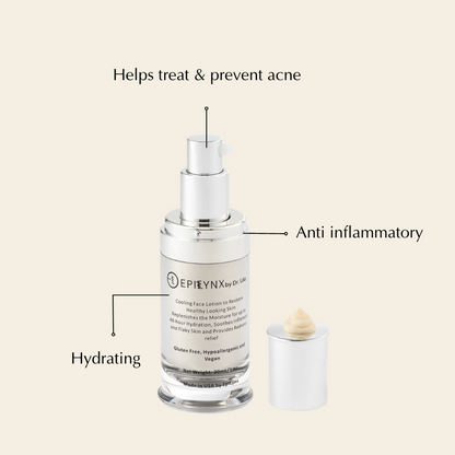 Face moisturizer bottle with pump and small white refill jar