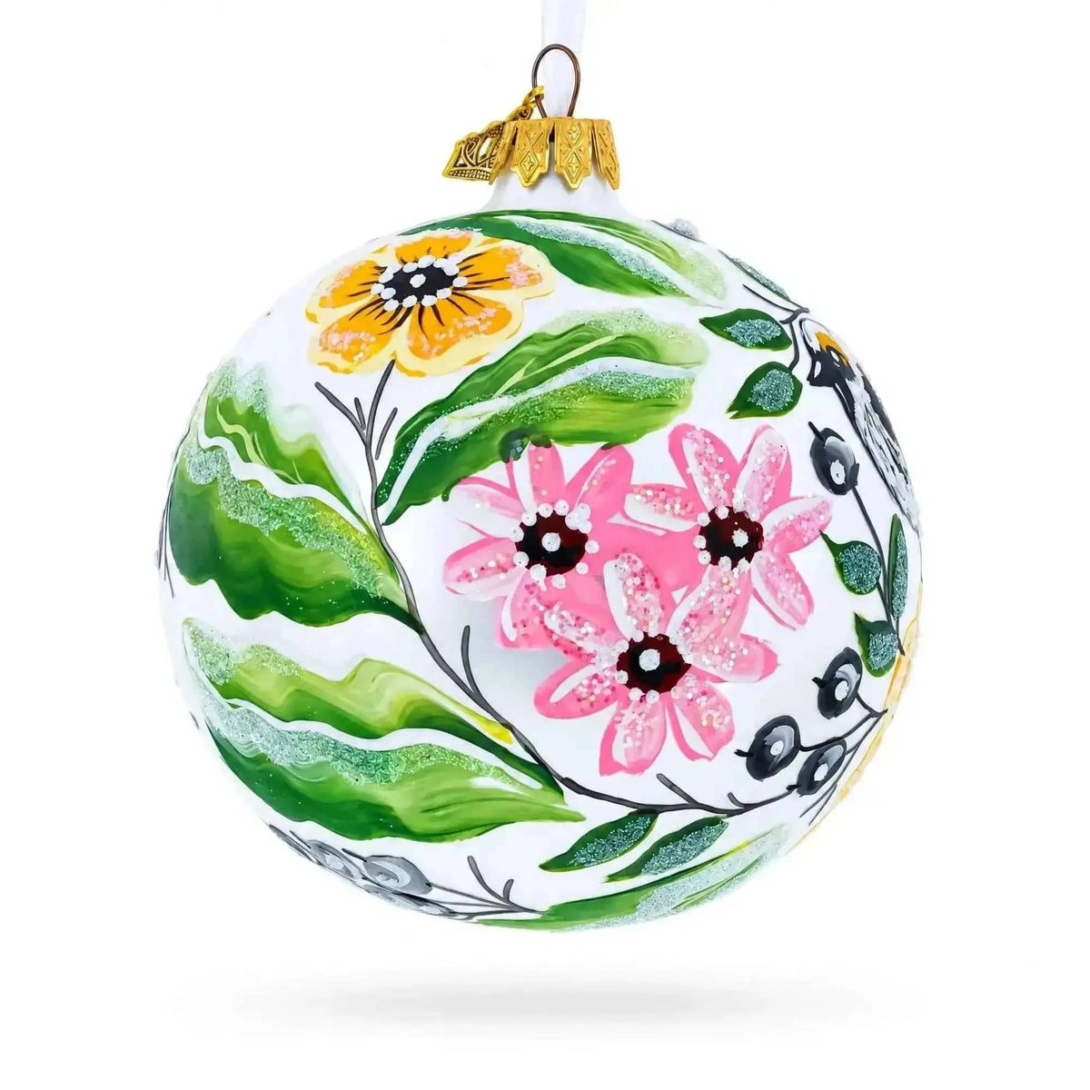 Birds Singing Extravaganza Glass Ball Christmas Ornament 4 Inches Cartsfy Inc.