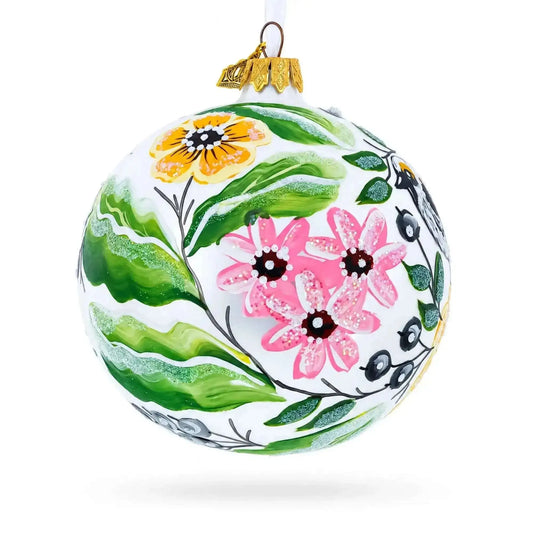 Birds Singing Extravaganza Glass Ball Christmas Ornament 4 Inches Cartsfy Inc.