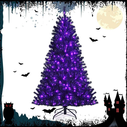 Black Artificial Christmas Halloween Tree with Purple LED Lights Cartsfy Inc.