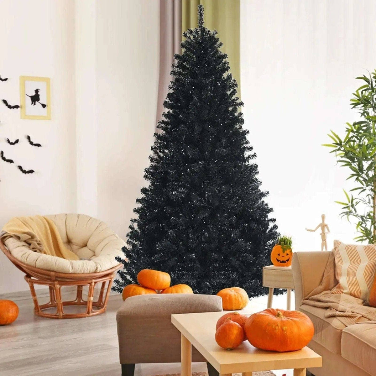 Black Artificial Christmas Halloween Tree with Purple LED Lights Cartsfy Inc.