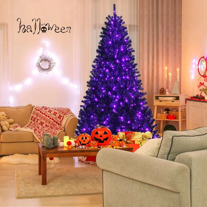 Black Artificial Christmas Halloween Tree with Purple LED Lights Cartsfy Inc.