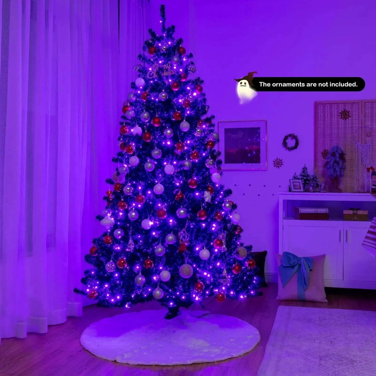 Black Artificial Christmas Halloween Tree with Purple LED Lights Cartsfy Inc.
