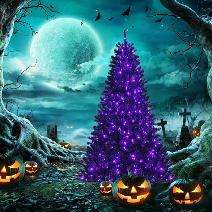 Black Artificial Christmas Halloween Tree with Purple LED Lights Cartsfy Inc.