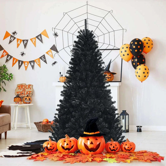 Black Artificial Christmas Halloween Tree with Purple LED Lights Cartsfy Inc.