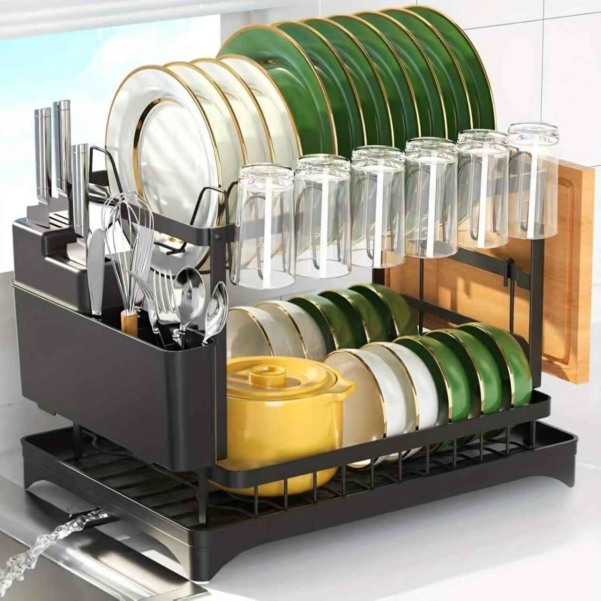 Black Metal Dish Rack – 2-Layer / 3-Layer Cartsfy Inc.