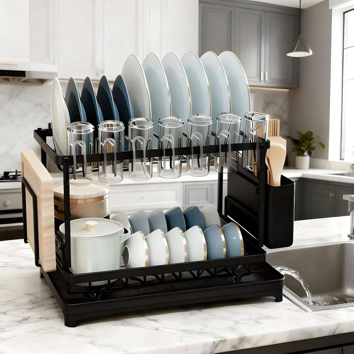 Black Metal Dish Rack – 2-Layer / 3-Layer Cartsfy Inc.