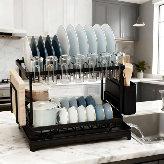 Black Metal Dish Rack – 2-Layer / 3-Layer Cartsfy Inc.