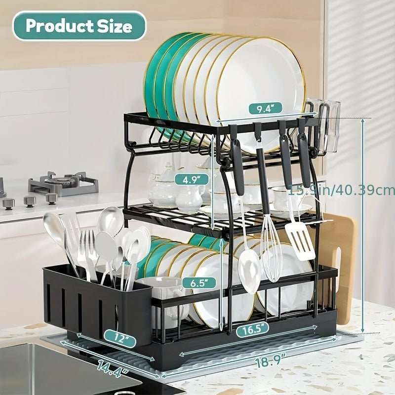 Black Metal Dish Rack – 2-Layer / 3-Layer Cartsfy Inc.