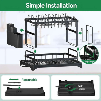 Black Metal Dish Rack – 2-Layer / 3-Layer Cartsfy Inc.