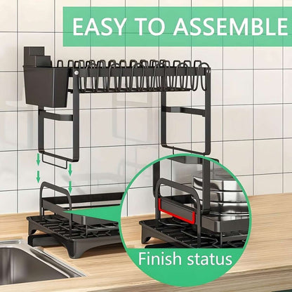Black Metal Dish Rack – 2-Layer / 3-Layer Cartsfy Inc.
