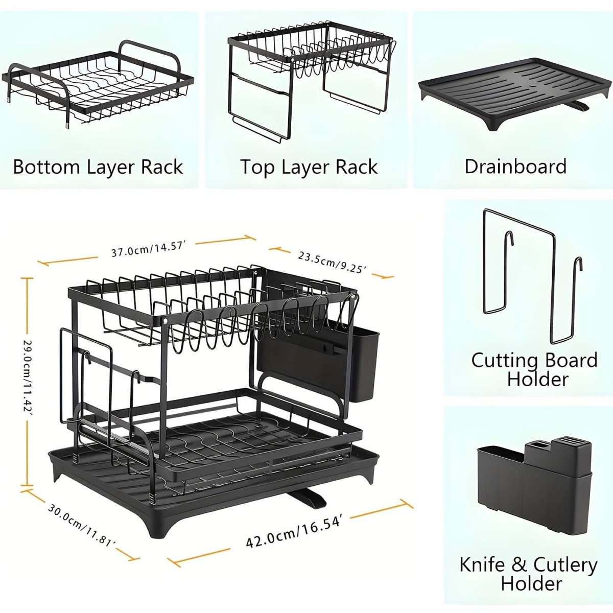 Black Metal Dish Rack – 2-Layer / 3-Layer Cartsfy Inc.