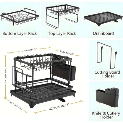 Black Metal Dish Rack – 2-Layer / 3-Layer Cartsfy Inc.