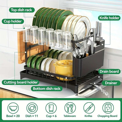 Black Metal Dish Rack – 2-Layer / 3-Layer Cartsfy Inc.