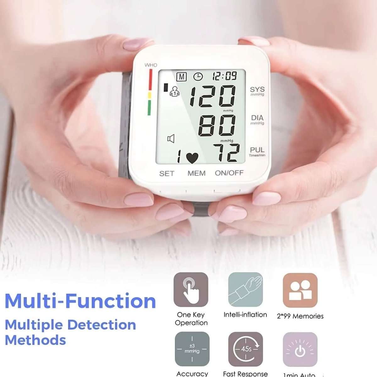 Blood Pressure Monitor Digital Wrist Blood Pressure Machine Automatic Cuff BP Detector Cartsfy Inc.