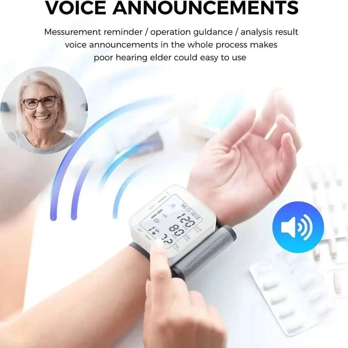 Blood Pressure Monitor Digital Wrist Blood Pressure Machine Automatic Cuff BP Detector DailySale Black / Voice Black / No Voice White / Voice Black / Voice-Black / No Voice-White / Voice-White / No Voice-