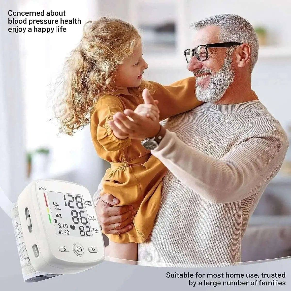 Blood Pressure Monitor Digital Wrist BP Machine Automatic BP Cuff with 2 Users 180 Memory Voice Large LCD Display DailySale Black White Black-White-