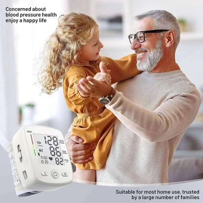 Blood Pressure Monitor Digital Wrist BP Machine Automatic BP Cuff with 2 Users 180 Memory Voice Large LCD Display DailySale Black White Black-White-