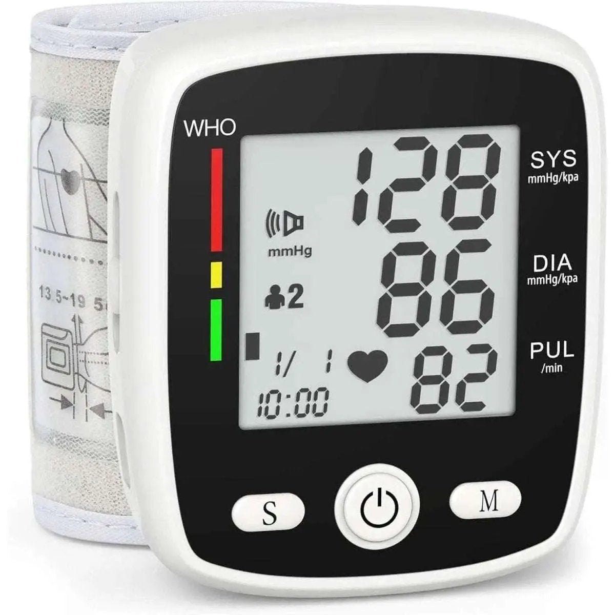 Blood Pressure Monitor Digital Wrist BP Machine Automatic BP Cuff with 2 Users 180 Memory Voice Large LCD Display DailySale Black White Black-White-