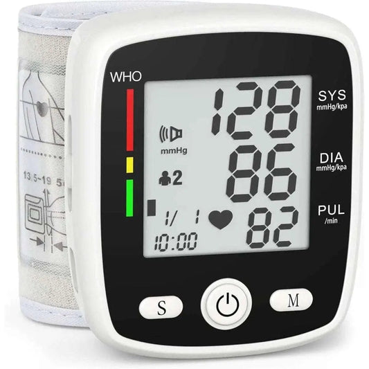 Blood Pressure Monitor Digital Wrist BP Machine Automatic BP Cuff with 2 Users 180 Memory Voice Large LCD Display DailySale Black White Black-White-