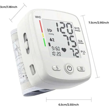 Blood Pressure Monitor Digital Wrist BP Machine Automatic BP Cuff with 2 Users 180 Memory Voice Large LCD Display DailySale Black White Black-White-