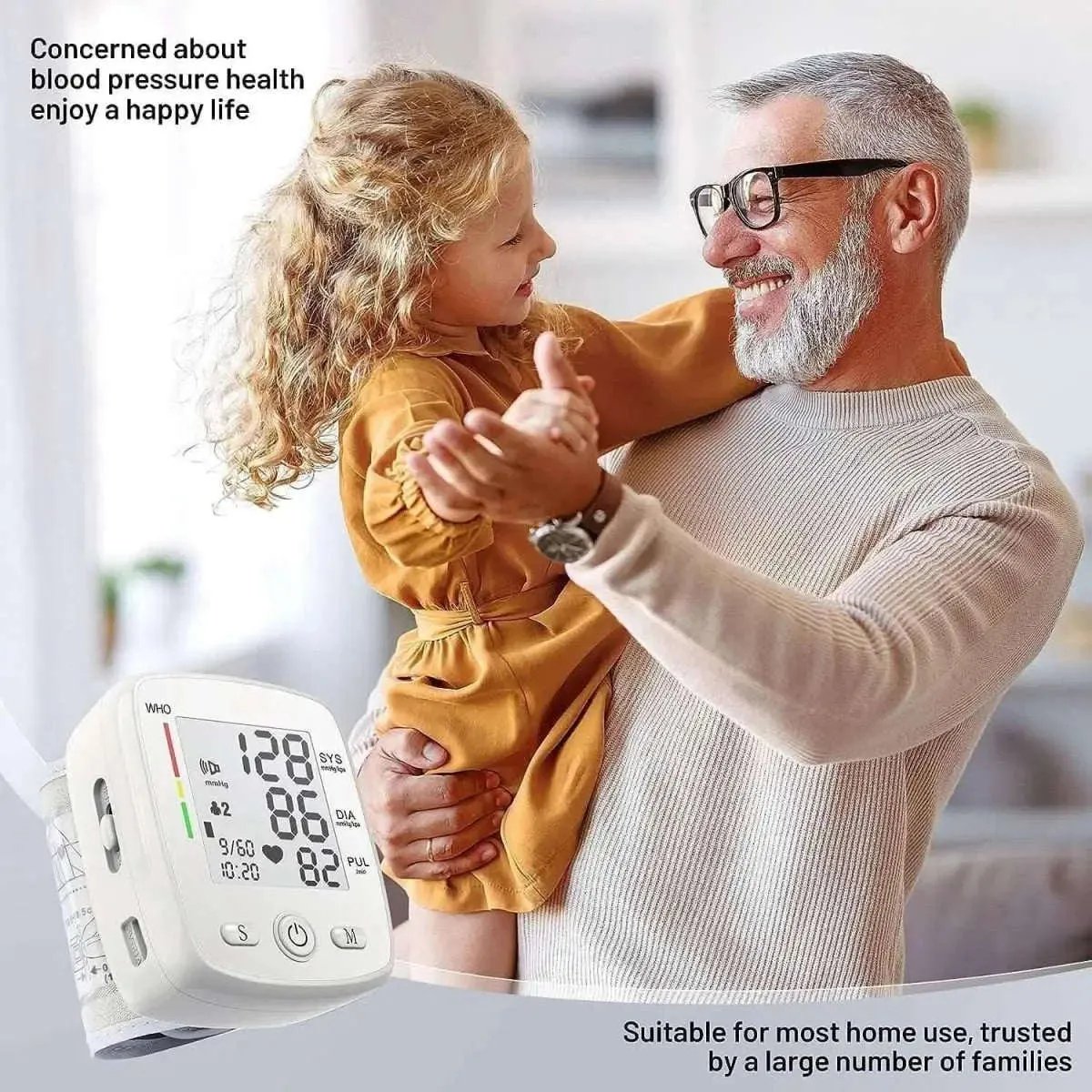 Blood Pressure Monitor Digital Wrist BP Machine Automatic BP Cuff with 2 Users 180 Memory Voice Large LCD Display DailySale Black White Black-White-
