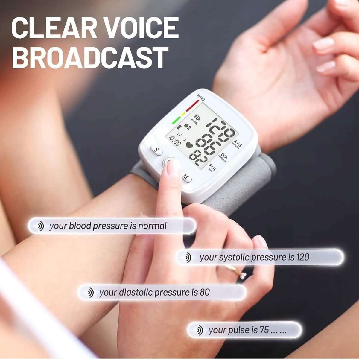 Blood Pressure Monitor Digital Wrist BP Machine Automatic BP Cuff with 2 Users 180 Memory Voice Large LCD Display Cartsfy Inc.