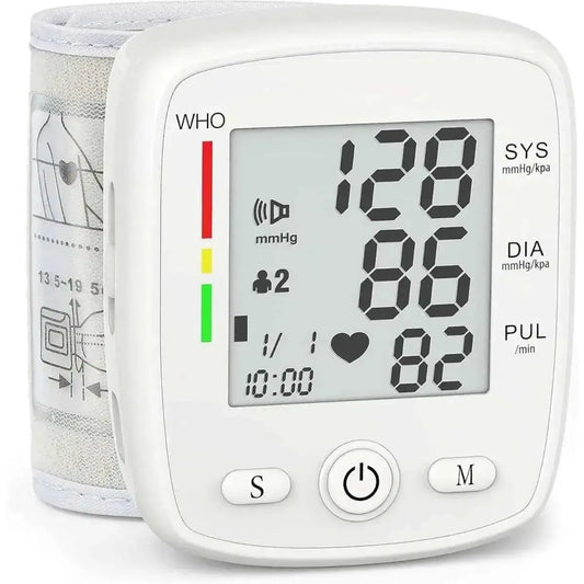 Blood Pressure Monitor Digital Wrist BP Machine Automatic BP Cuff with 2 Users 180 Memory Voice Large LCD Display DailySale Black White Black-White-