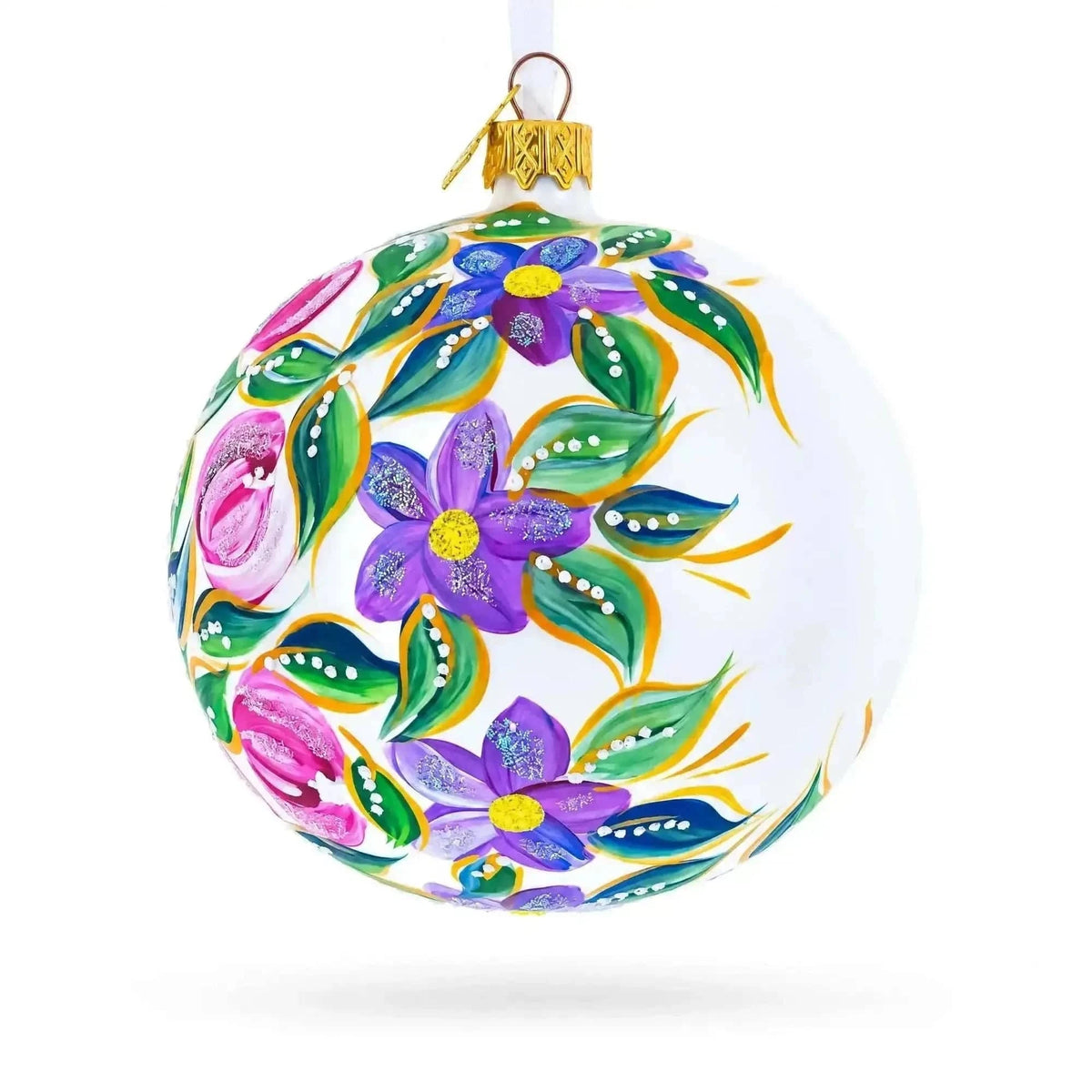 Blue Bird on White Glass Ball Christmas Ornament 4 Inches Cartsfy Inc.