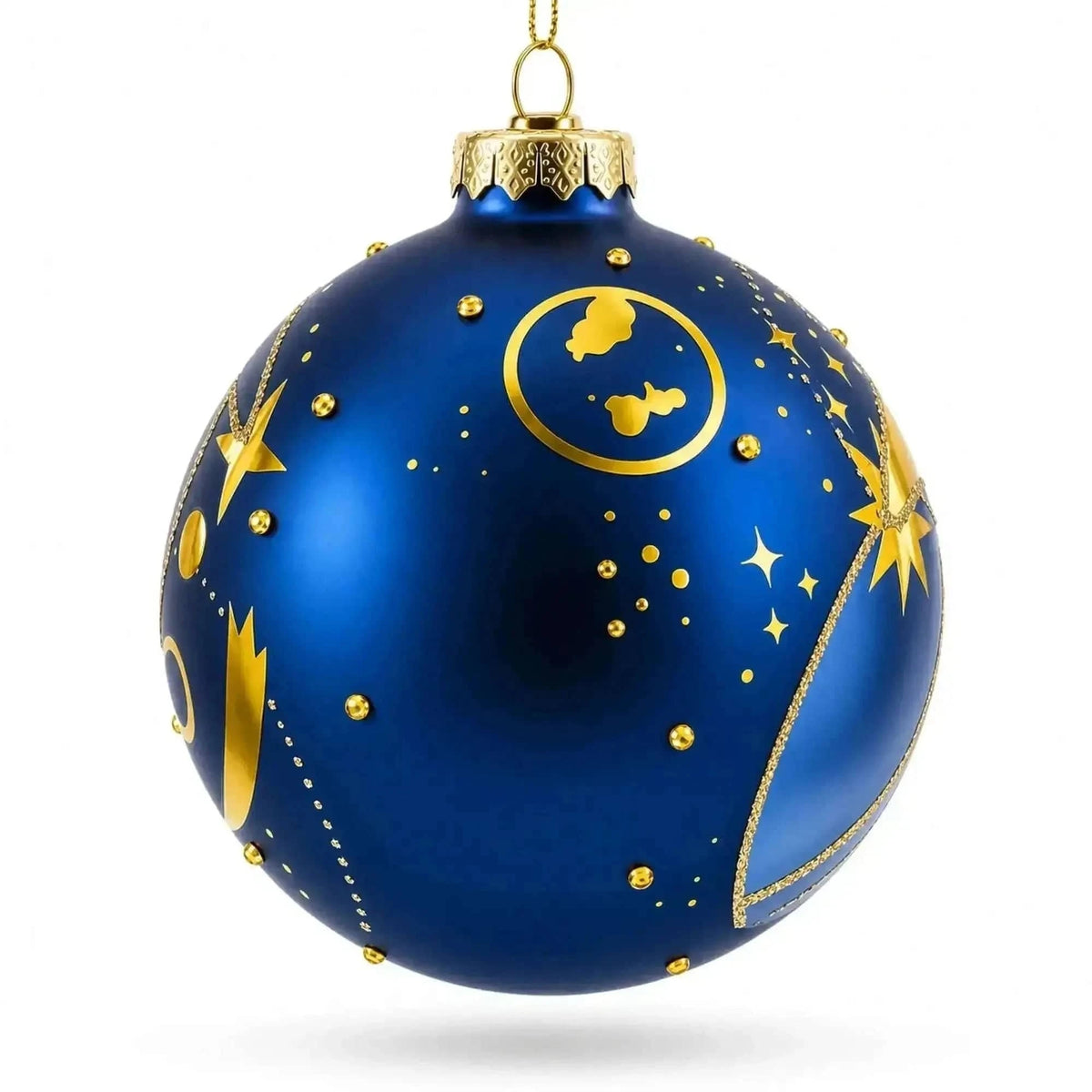 Blue Celestial Planets and Shooting Star Glass Ball Christmas Ornament Cartsfy Inc.
